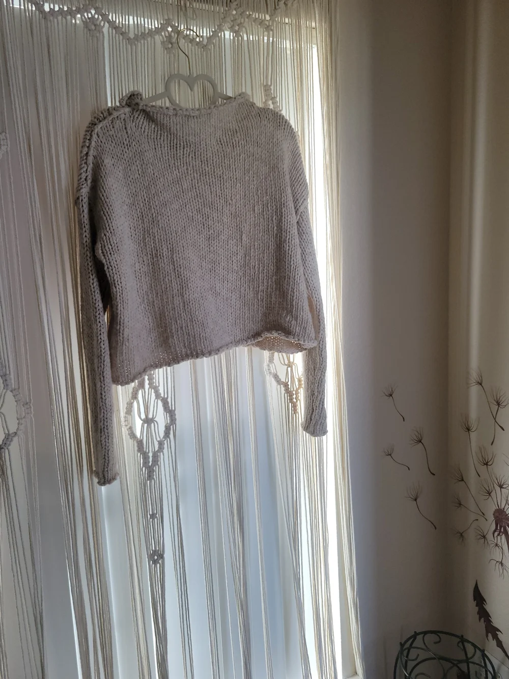 Free People Cream Cropped Crewneck Sweater